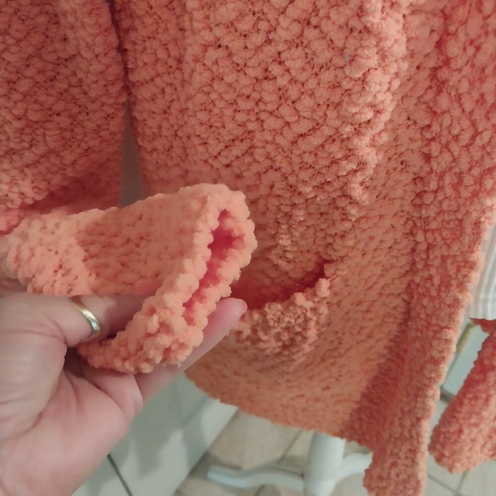 3560 Size 2X Zenana Peach Popcorn Texture Cardigan Sweater. - Picture 2 of 5